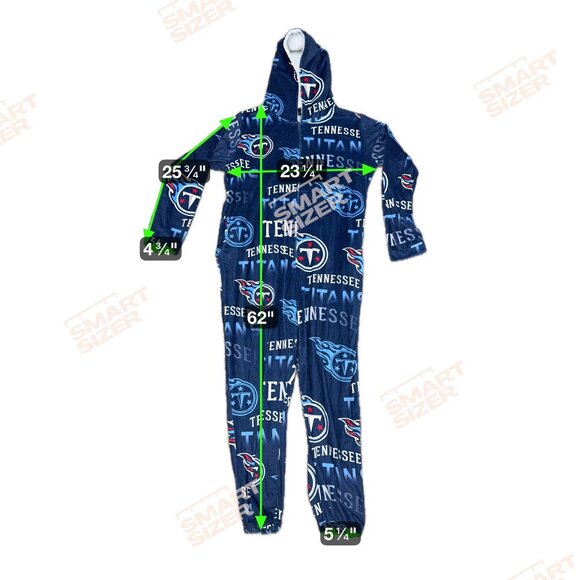 Tennessee Titans Adult One Piece Hooded Pajamas Full Zipper Closure XL Men Women - Picture 4 of 4